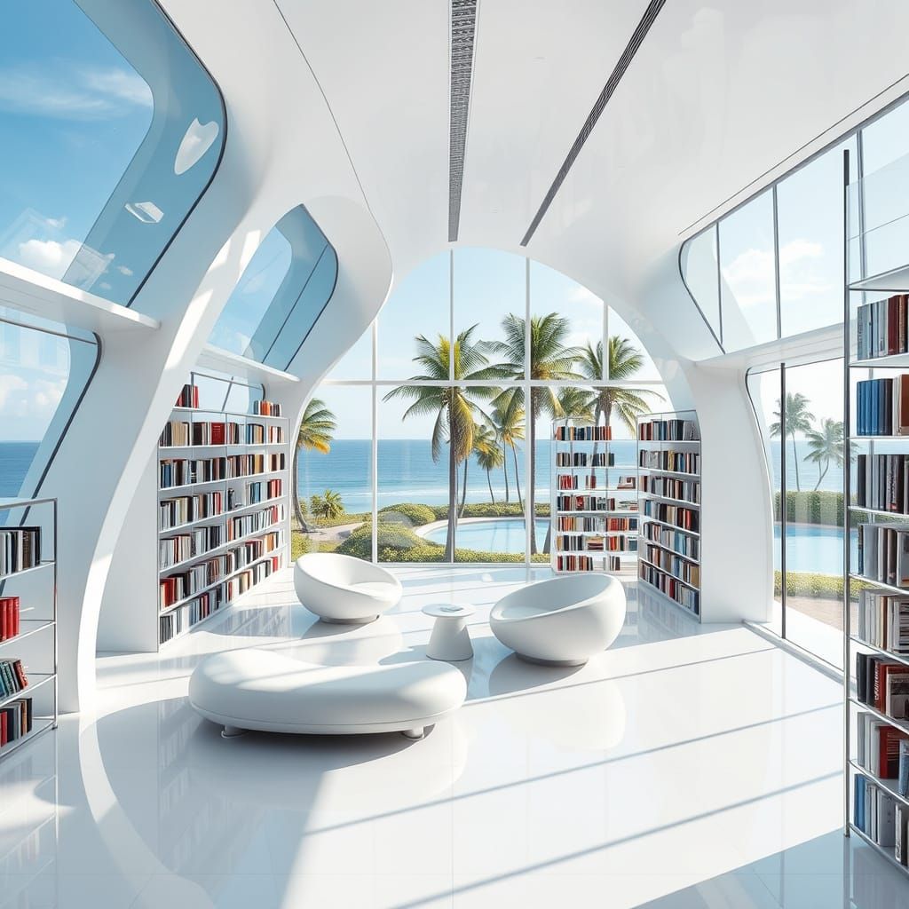 Eine hochmoderne, futuristische Bibliothek  by @EHACKMANN 