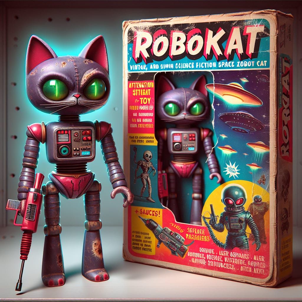 Vintage RoboKat Action Figure - AI Generated Artwork - NightCafe Creator