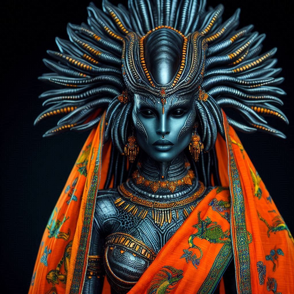 Alien queen  in sari