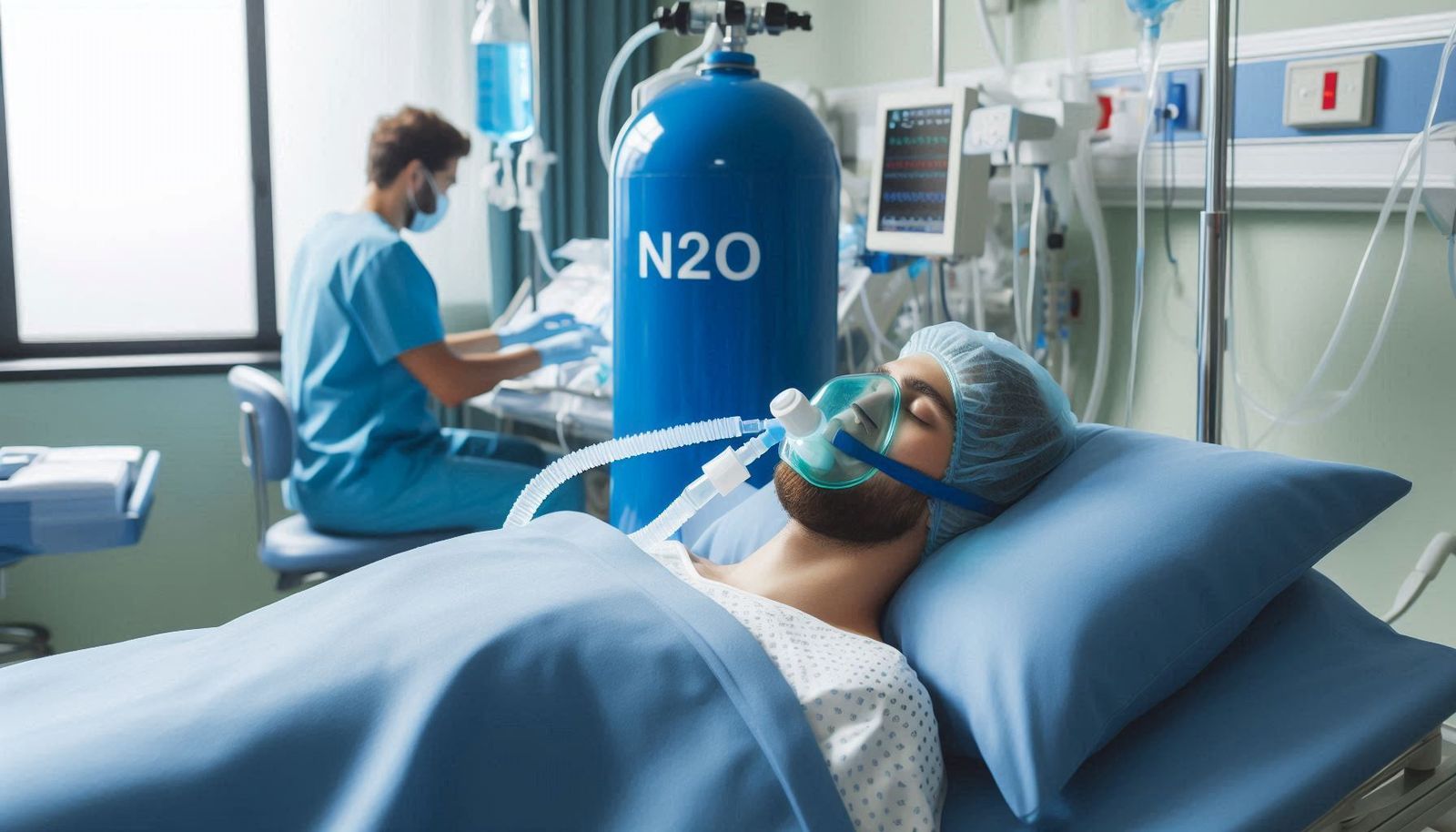 Patien lying in a hospital bed