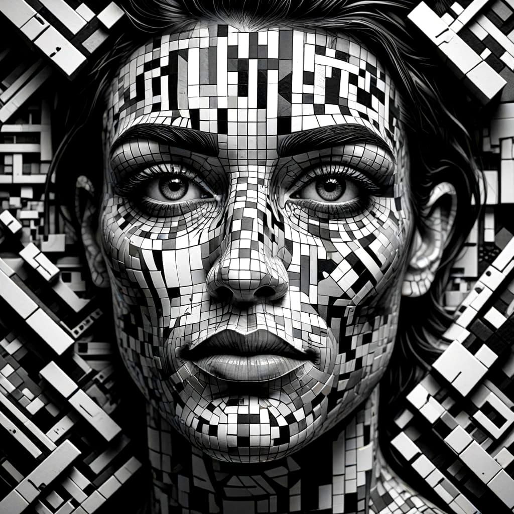 squares forming a human face   by @Entdecker