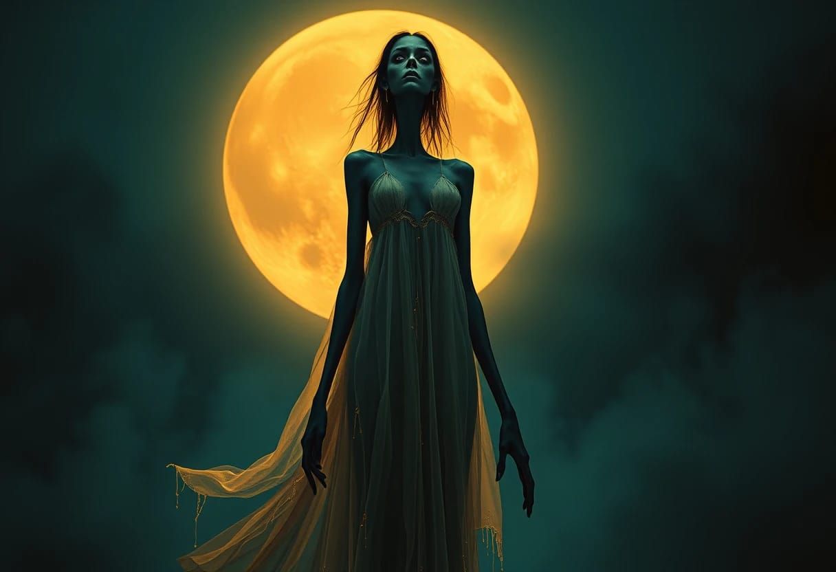 Slender ghostly woman