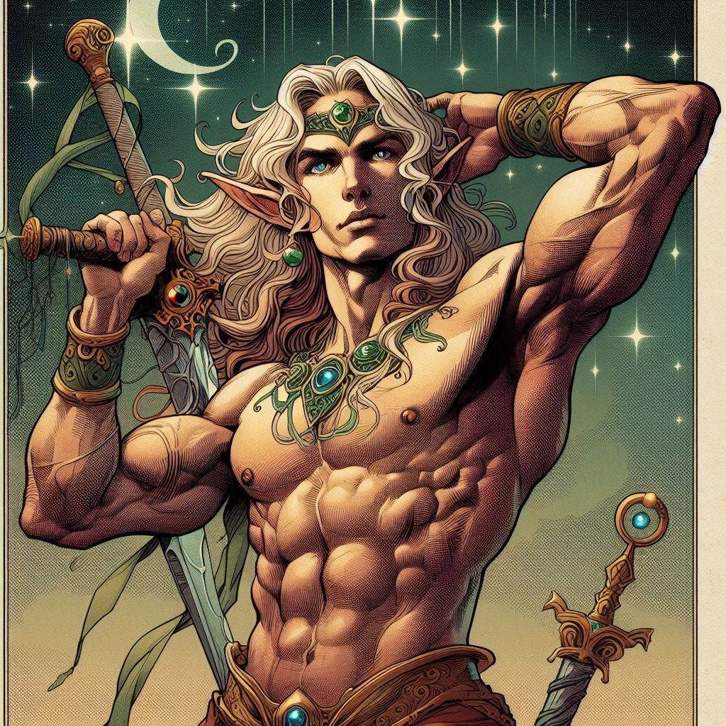 Elfquest Comic, a toned physique, with intricate digital details and subtle shading. Inspired by Wendy and Richard Pini <lora:RPGWorld:1.0> 