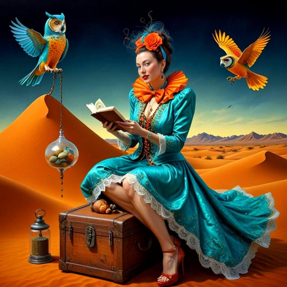 Surreal Woman Portrait in a Fantastic Landscape