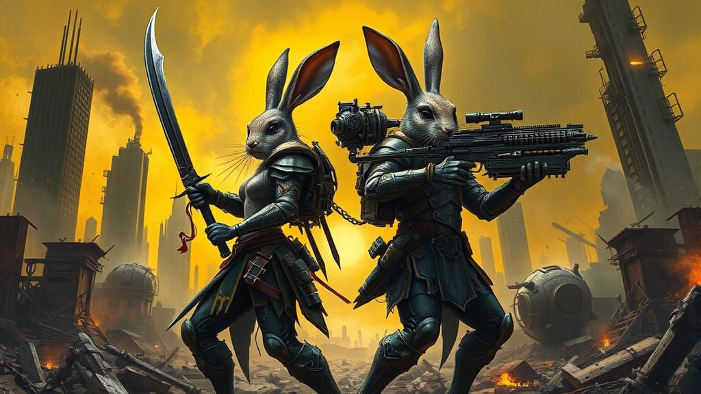 Warriors in a Dystopian Apocalypse - AI Art