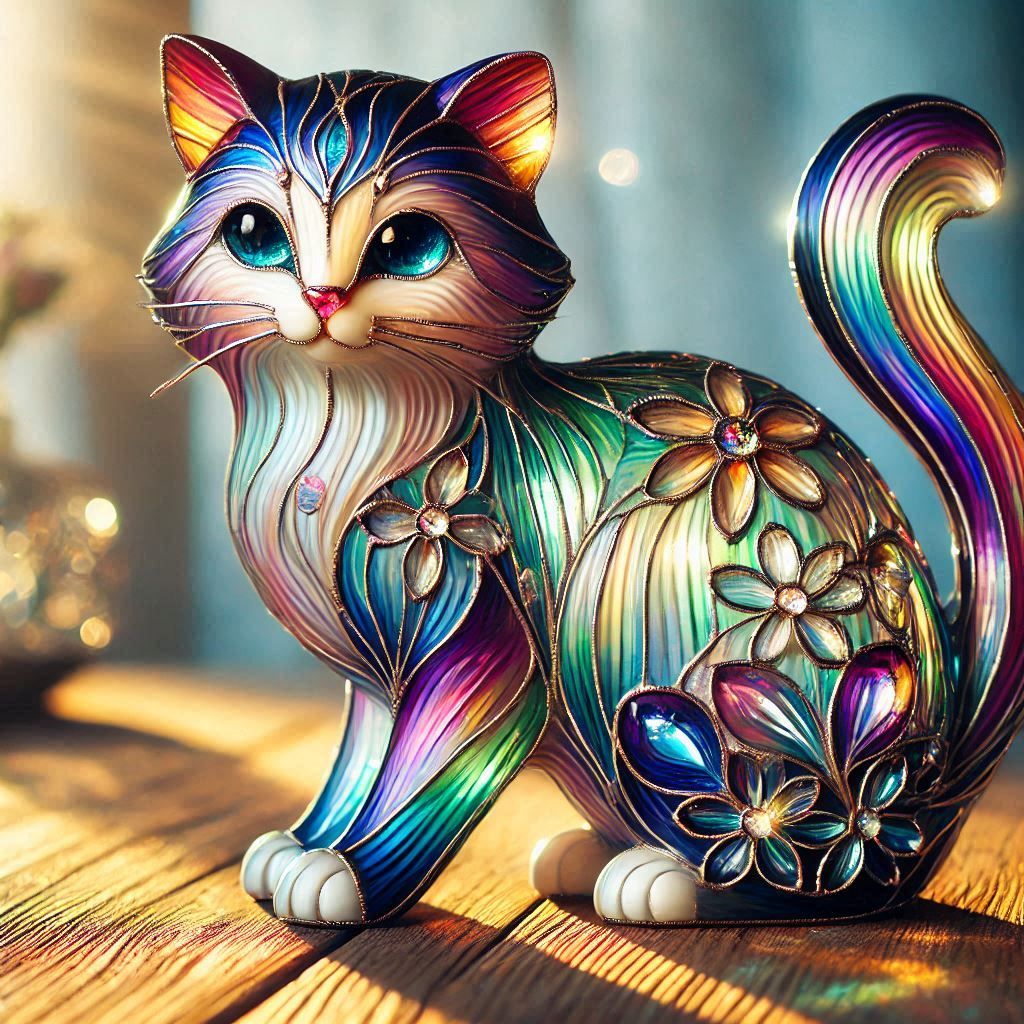 stained glass elegant cat.