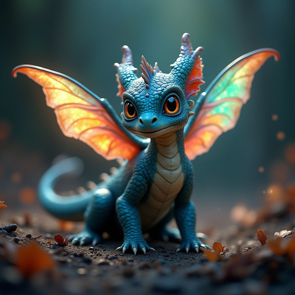 Baby dragon with butterfly wings II