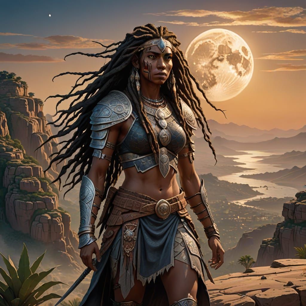 A determined Amazon female warrior 