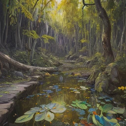 Hyper-realistic, hyperdetailed, oil on canvas painting of bo...