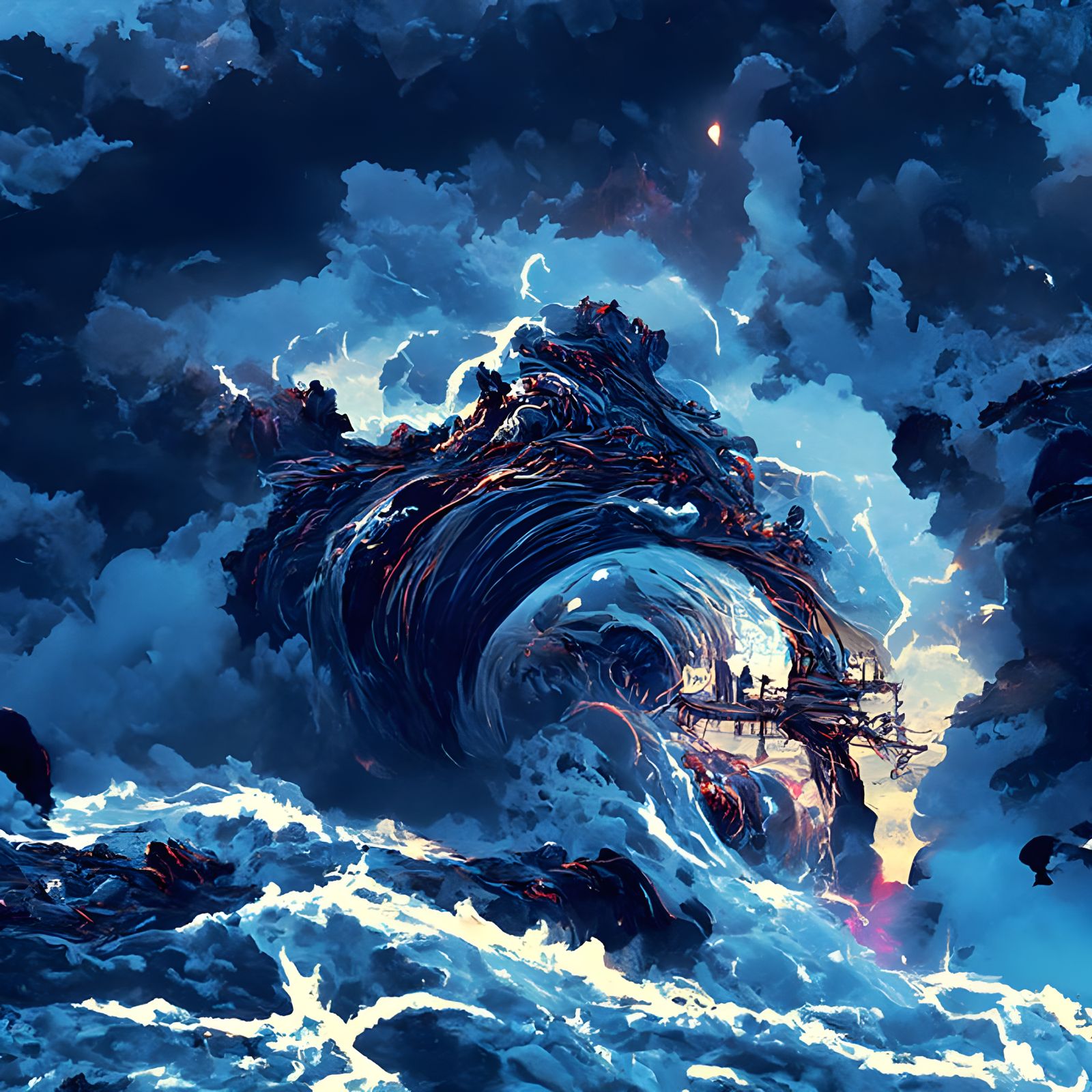 Wrathful Ocean Maelstrom in Digital Illustration