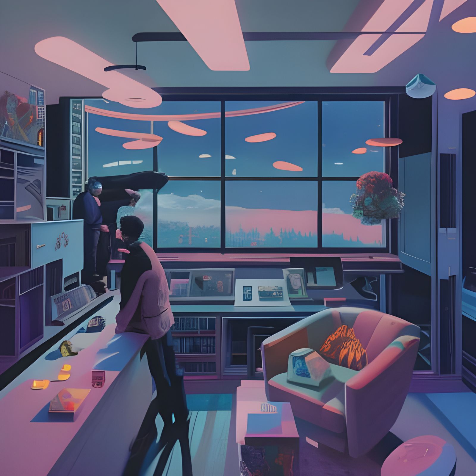 Burning Room with Window, Digital Illustration