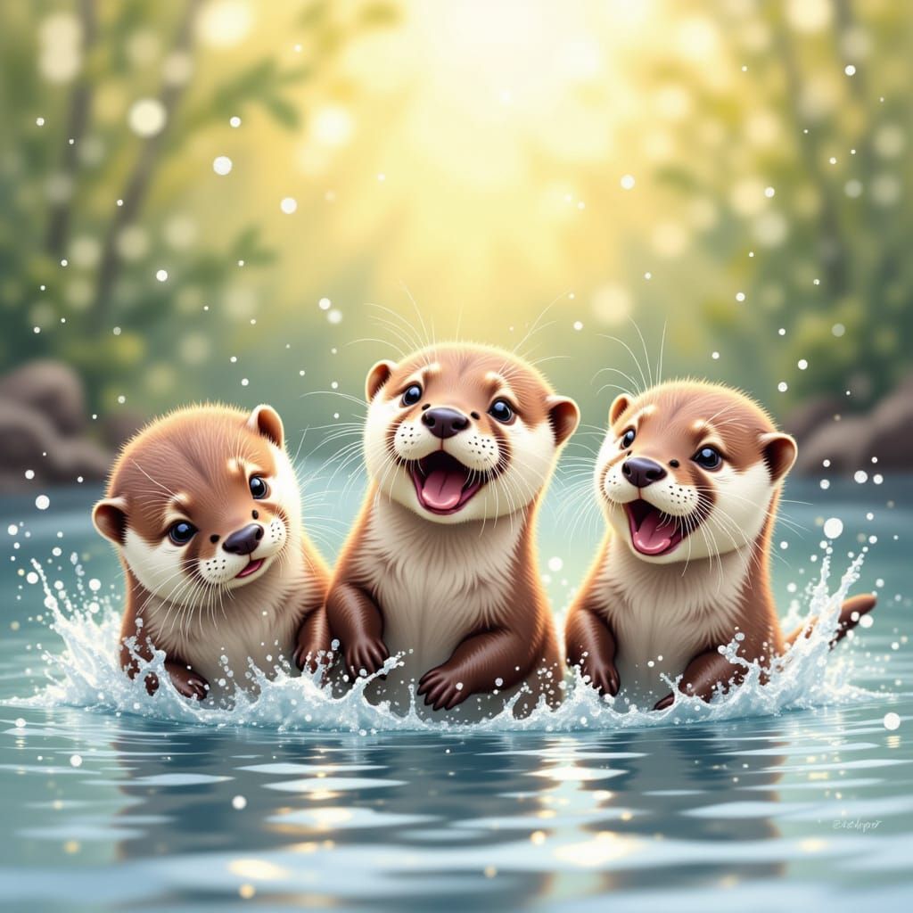 Cute Baby Otters having fun <lora:Cute Baby Otters:1.0>