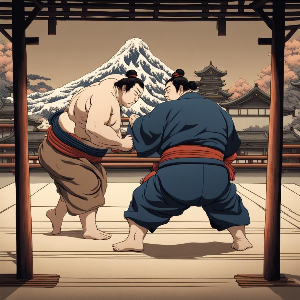 Hokusai Rikishi (Sumo) - AI Generated Artwork - NightCafe Creator