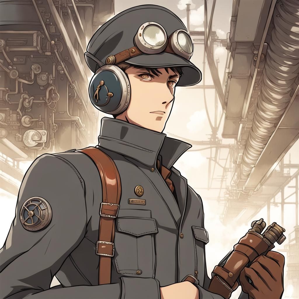 male dieselpunk engineer