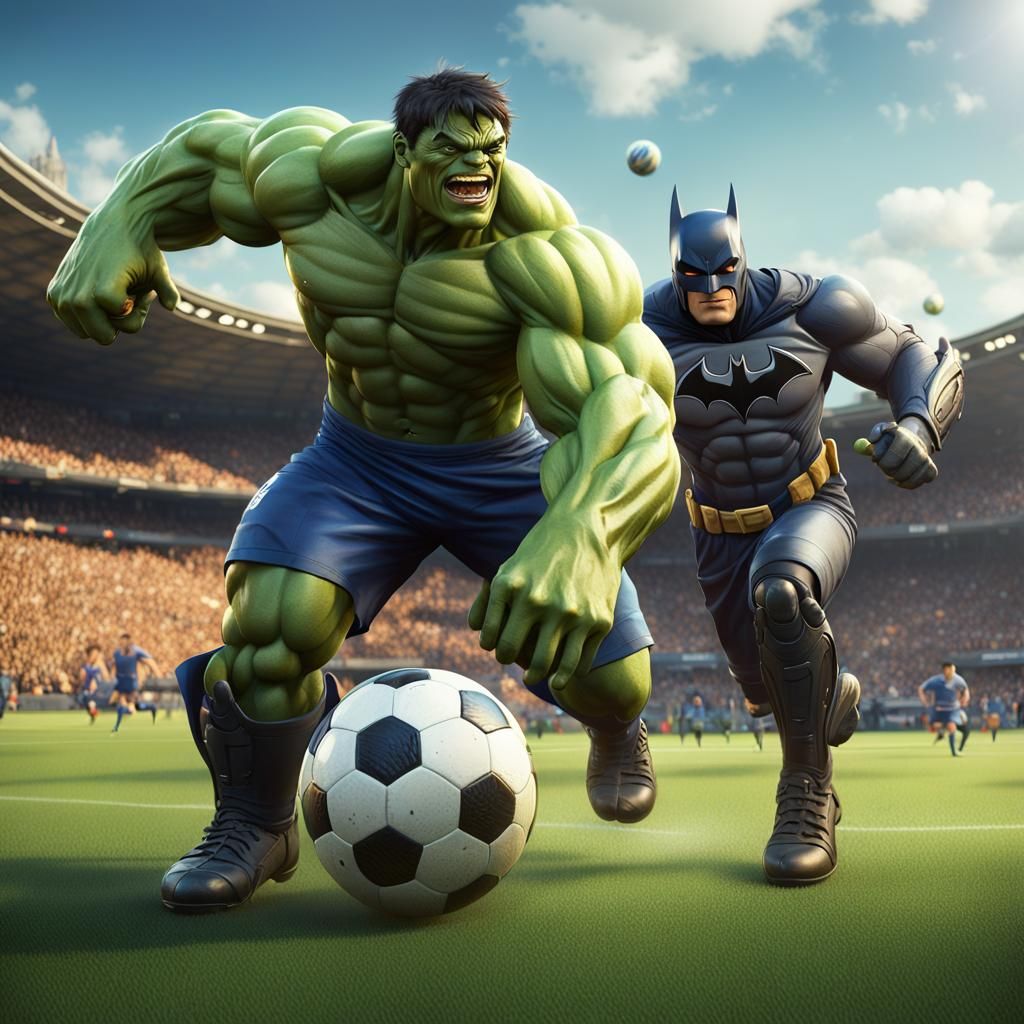 Hulk playing soccer (series) - AI Generated Artwork - NightCafe Creator