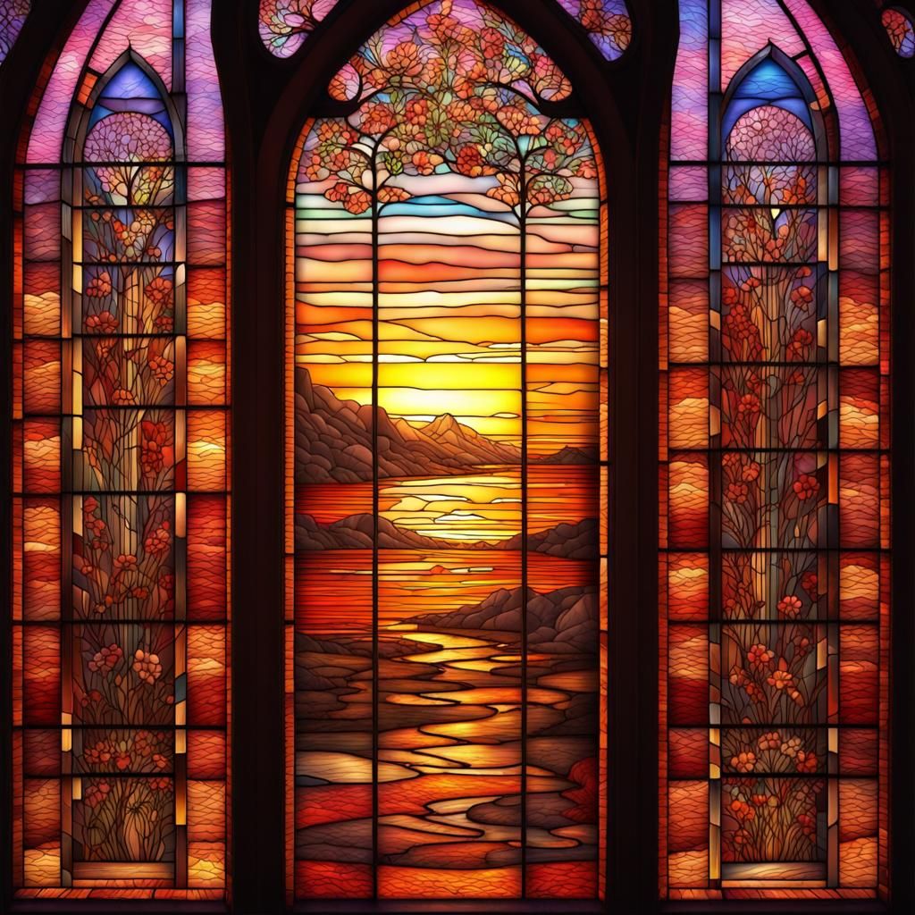 stained glass sunset