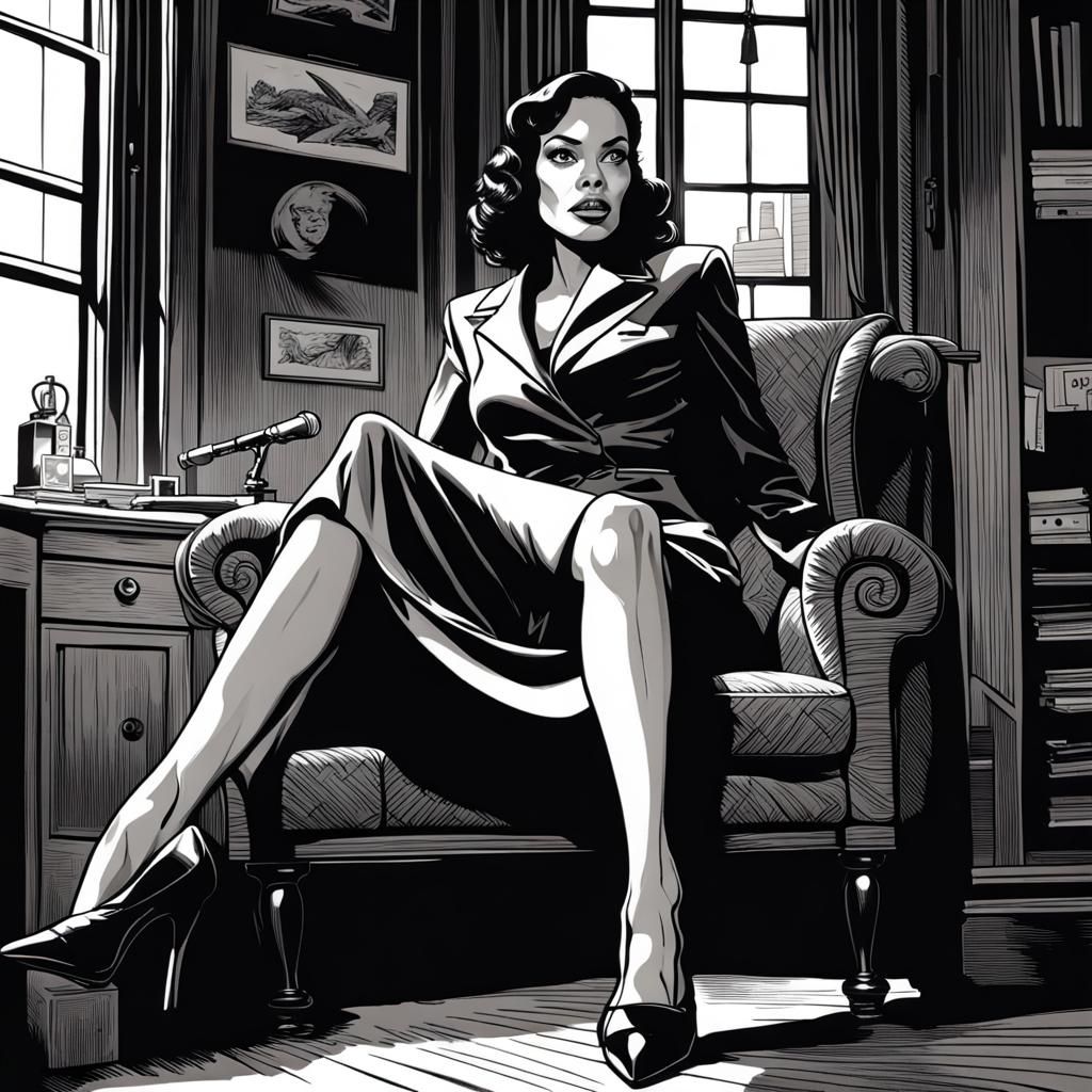 Rosario Dawson as a 1940s film noir heroine. - AI Generated Artwork -  NightCafe Creator