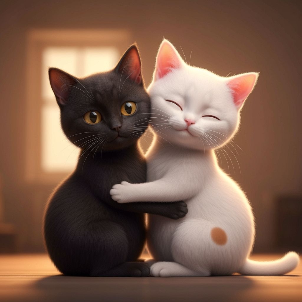 Cats Embrace Forming Tai Chi Symbol
