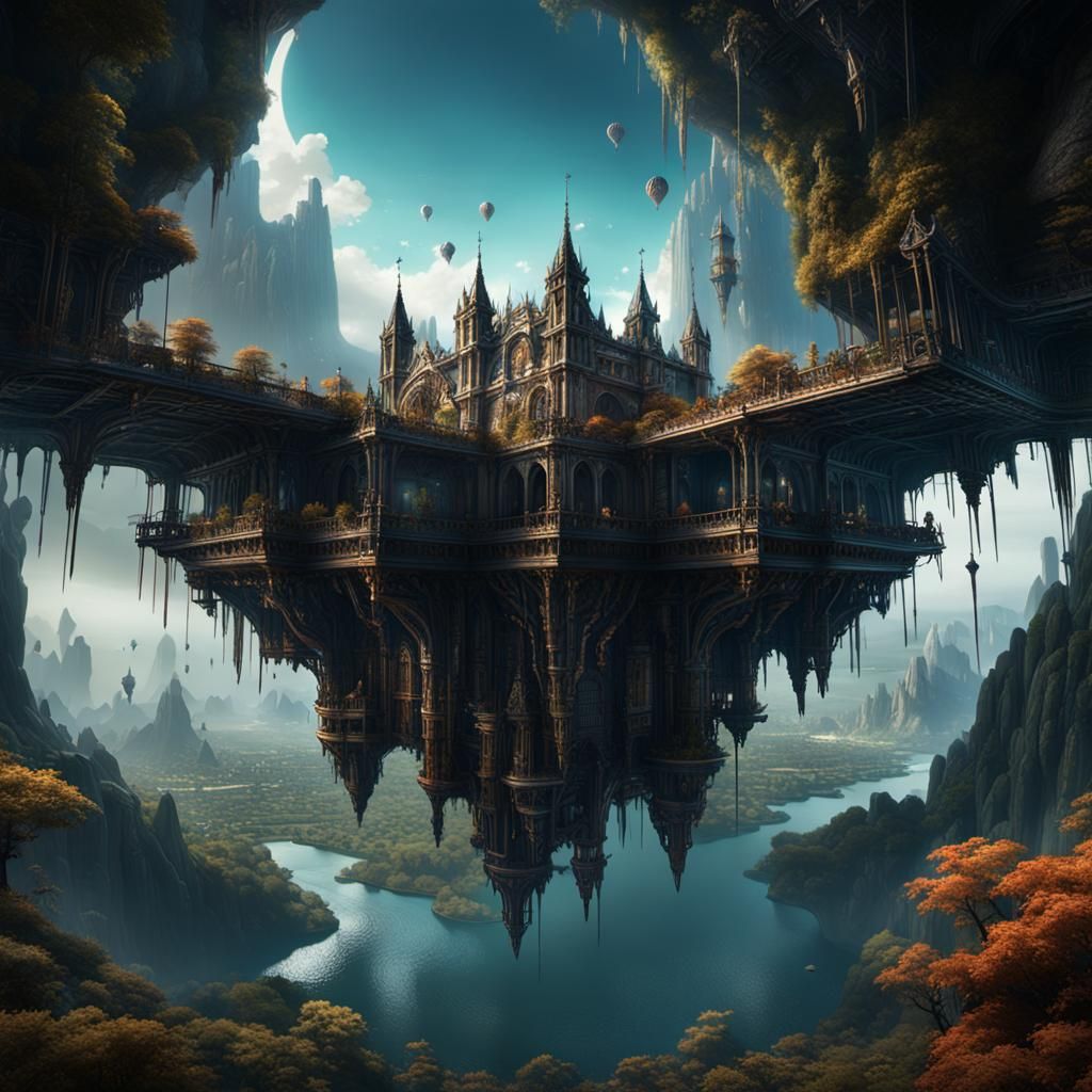 Upside down castle beneath the castle   by @Arisiin