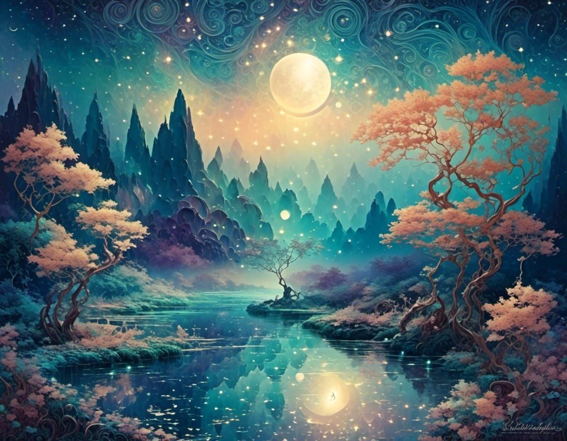 Moonlit Night - AI Generated Artwork - NightCafe Creator