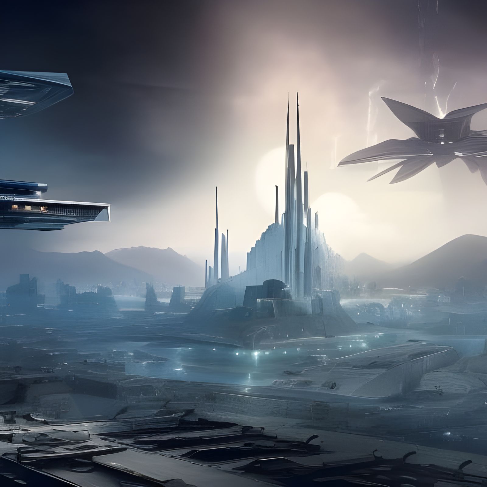 Ville futuriste en guerre bâtiment en ruine fantastique science fiction ...