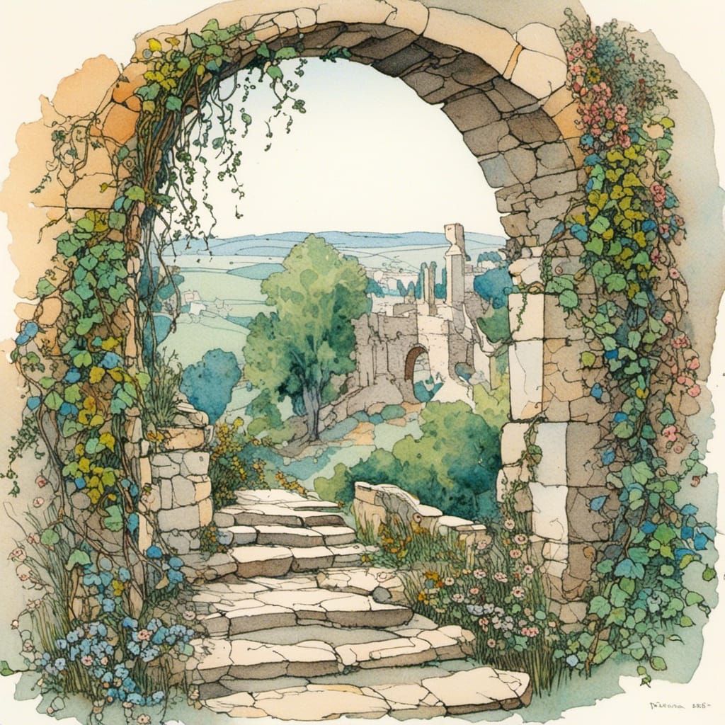 Stone Arch with Vines