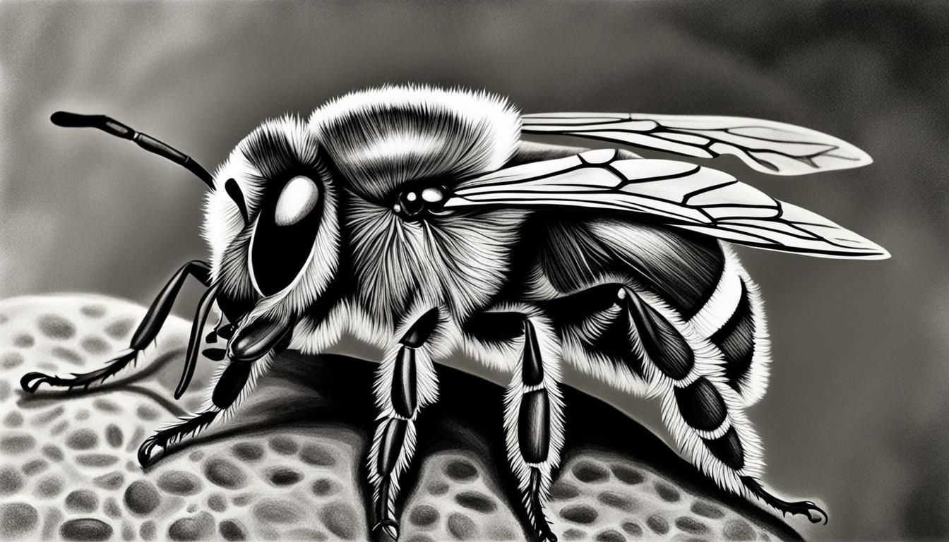 Bumble bee sketch, black and white