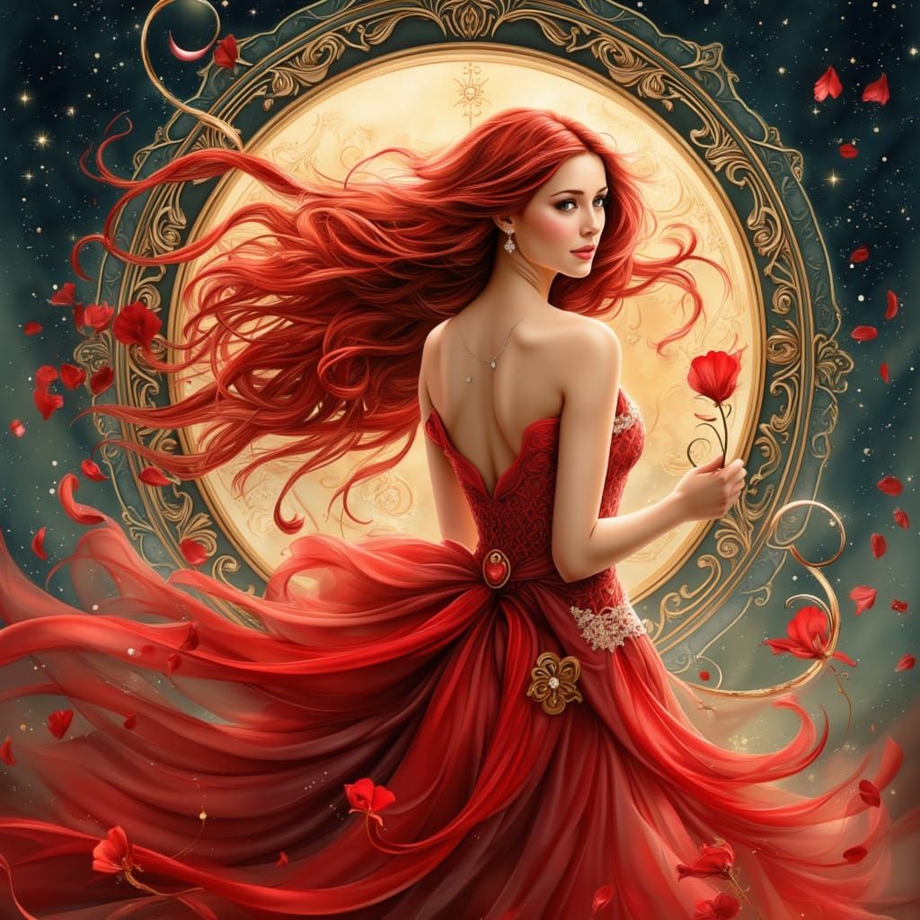 Radiant Woman in Art Nouveau Style