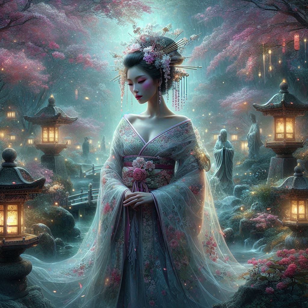 Geisha with beautiful outfit