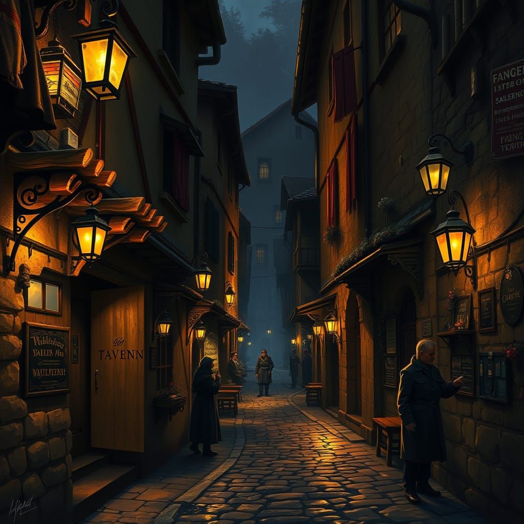 tavern in a dark alley  by @ASH242