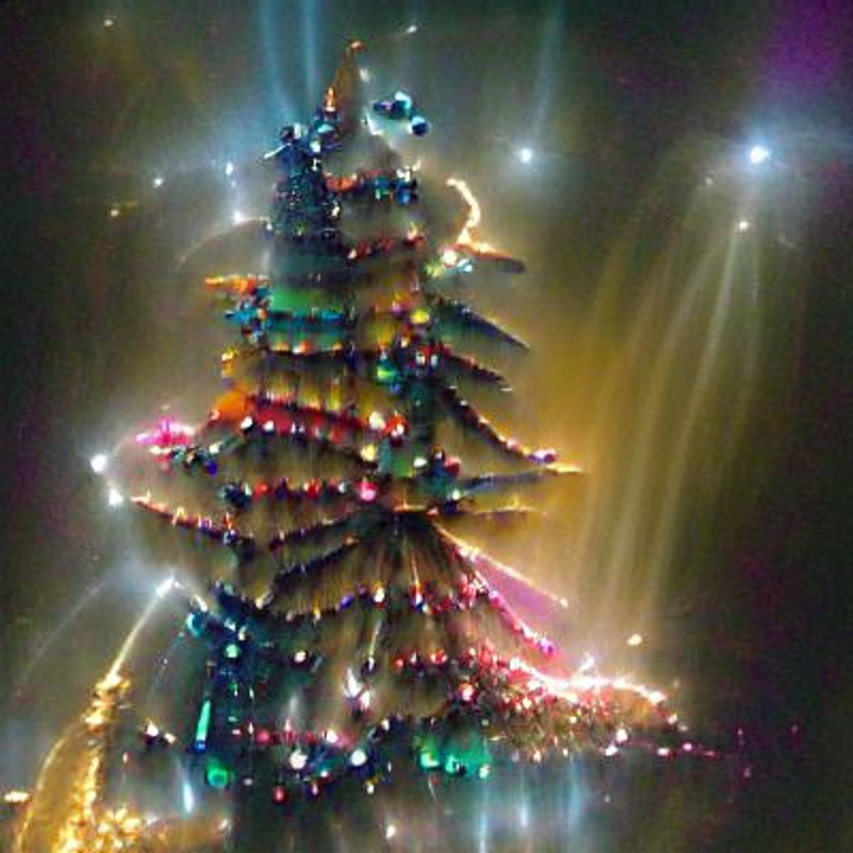 Beautiful Christmas tree with lots of lights AI Generated Artwork