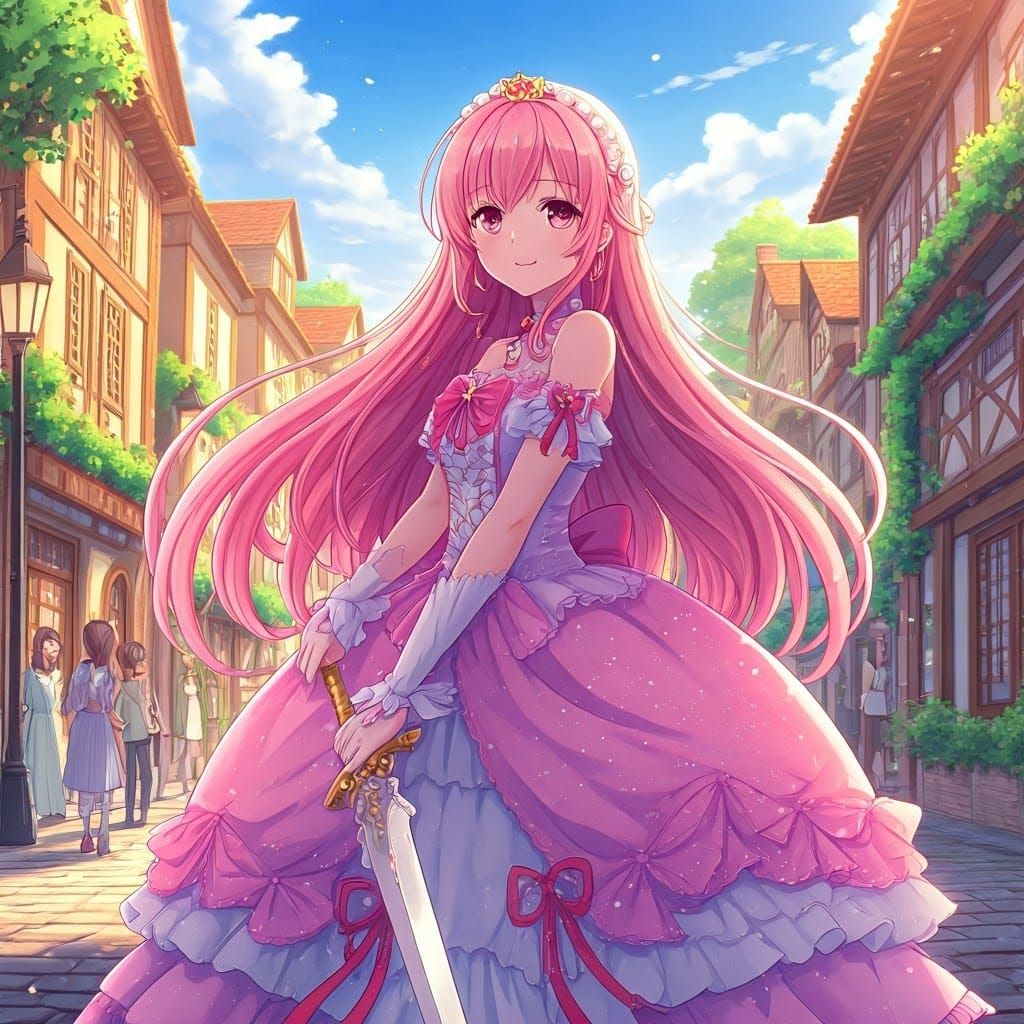 Magical Girl Protects Town in Anime Style