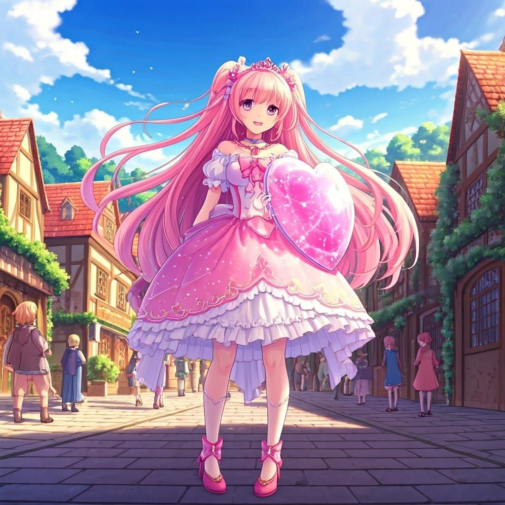 Magical Girl Protects Town with Sword and Shield