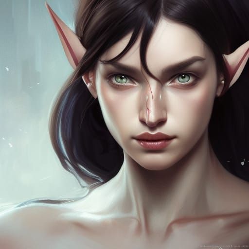 pointed ears, woman, dark hair, elf - AI Generated Artwork - NightCafe ...