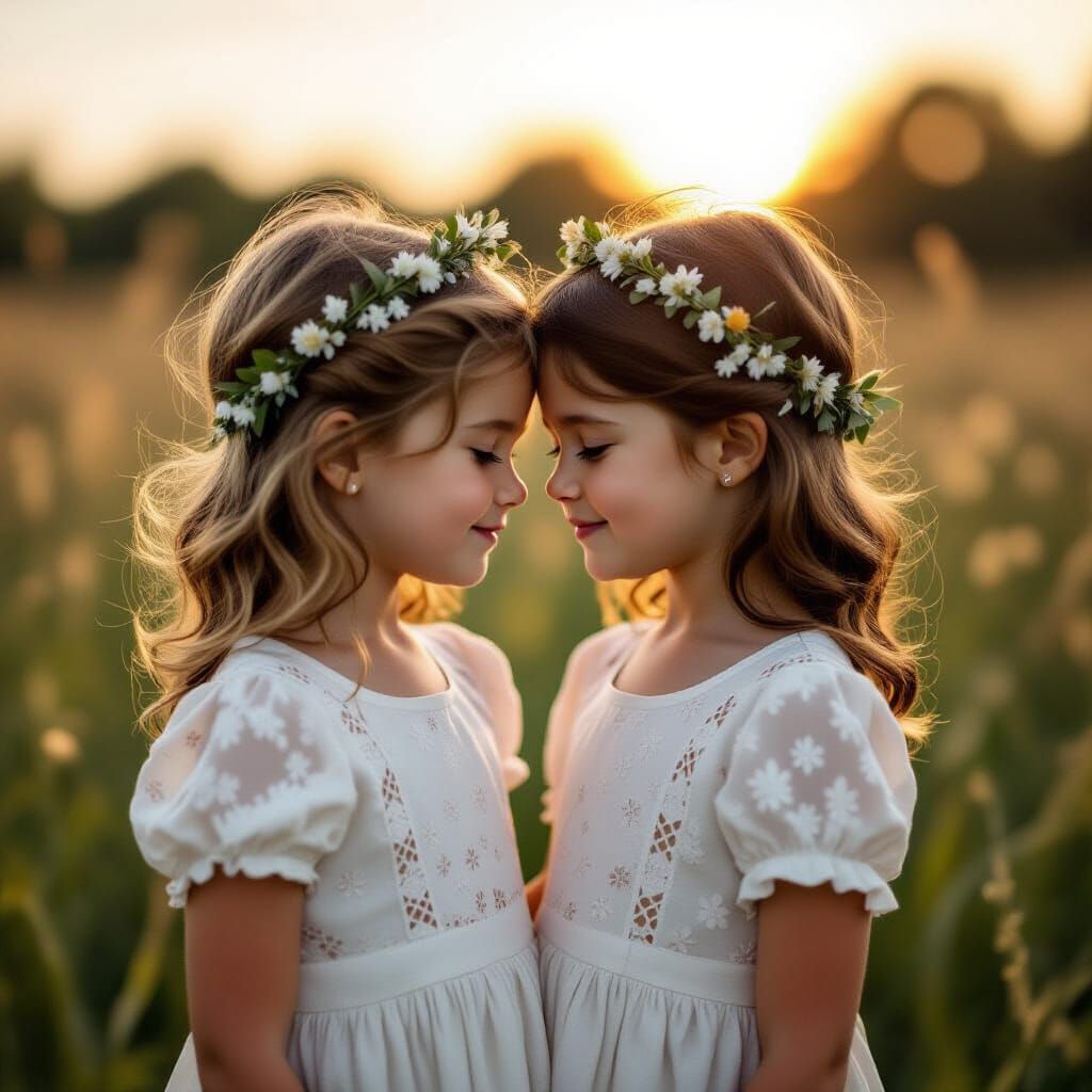 Two Young Girls Share a Kiss: Cinematic Still