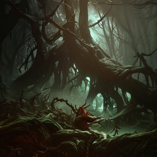 Underneath the rotted elden tree - AI Generated Artwork - NightCafe Creator