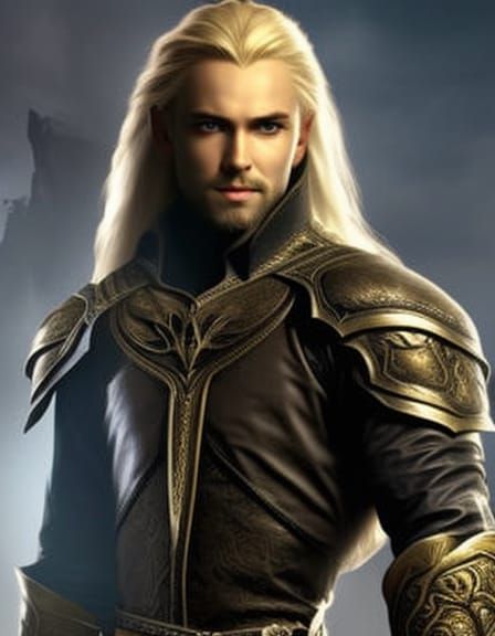 handsome young man, blond, long hair, elf, fantasy detailed ...