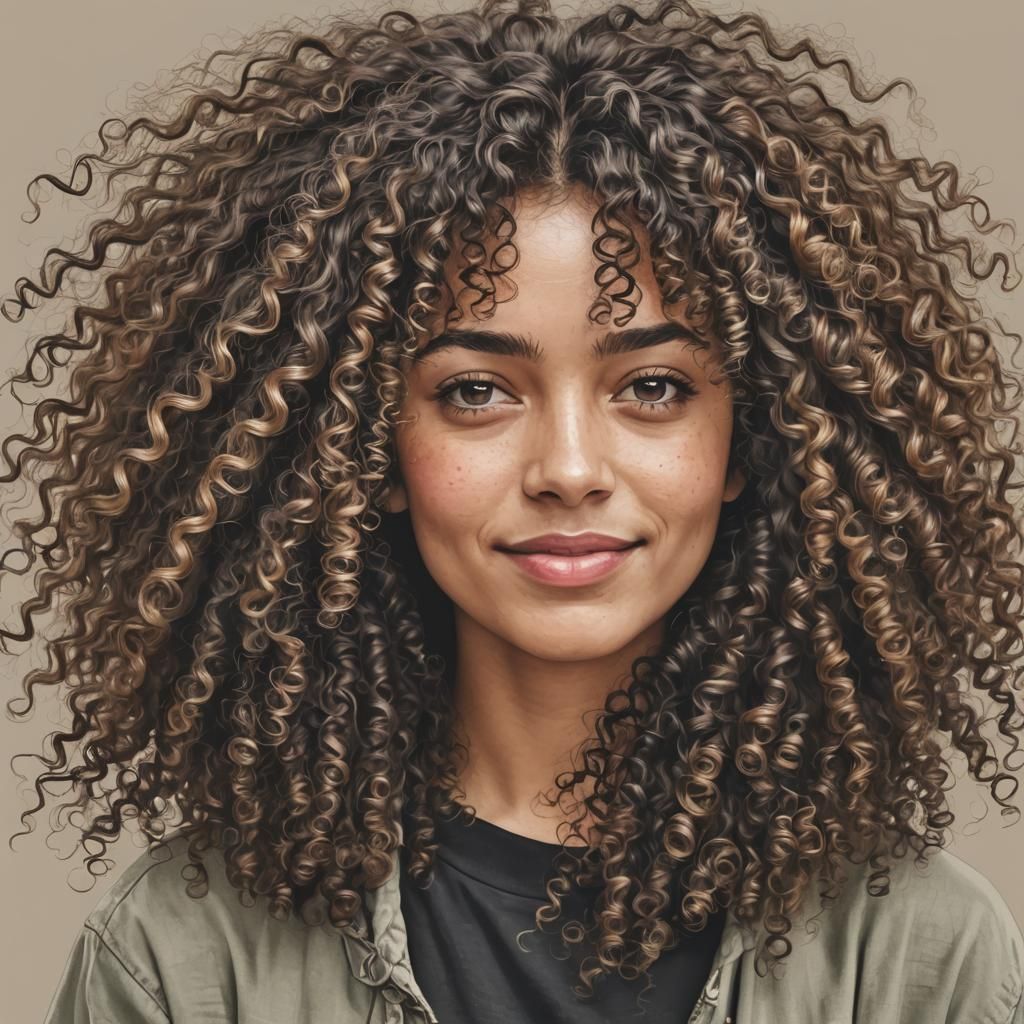 Curly Hair woman png potrait