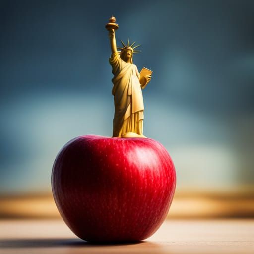 Lady Liberty of the red apple 