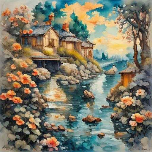 Mystical Woman Overlooking Neon City in Cyberpunk Style