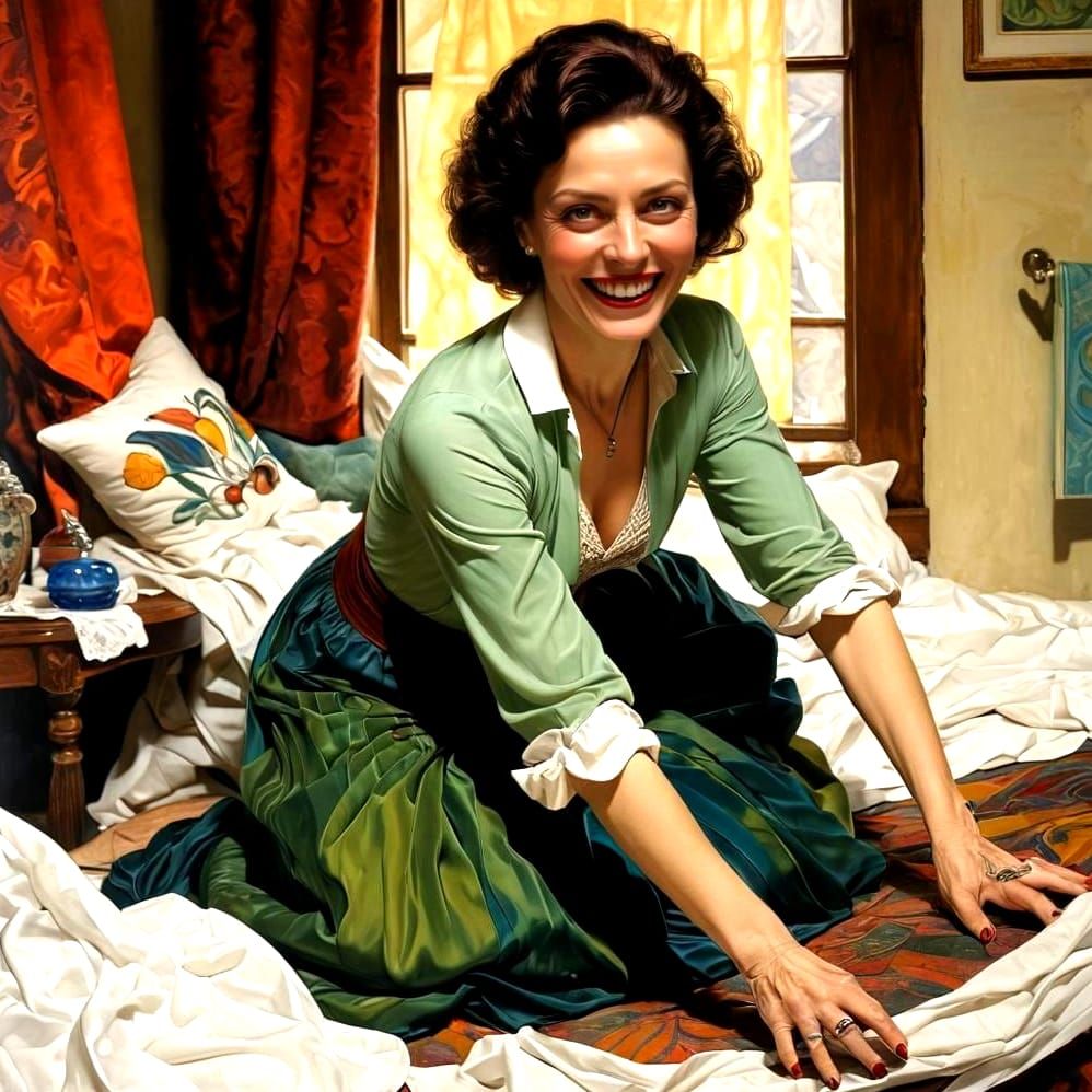 Laughing Lady in Surreal Baroque Landscape