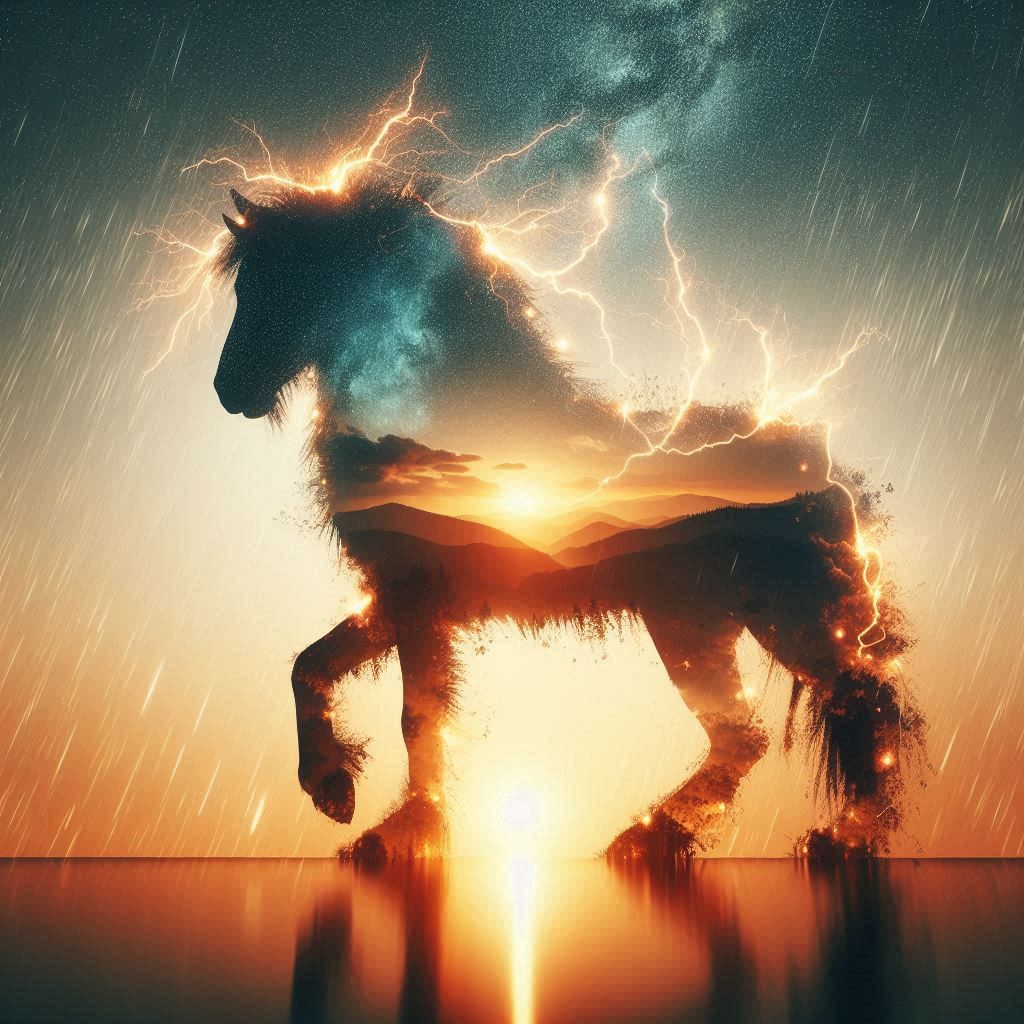 double exposure beautiful fantasy DALL-E 3 portrait landscape..