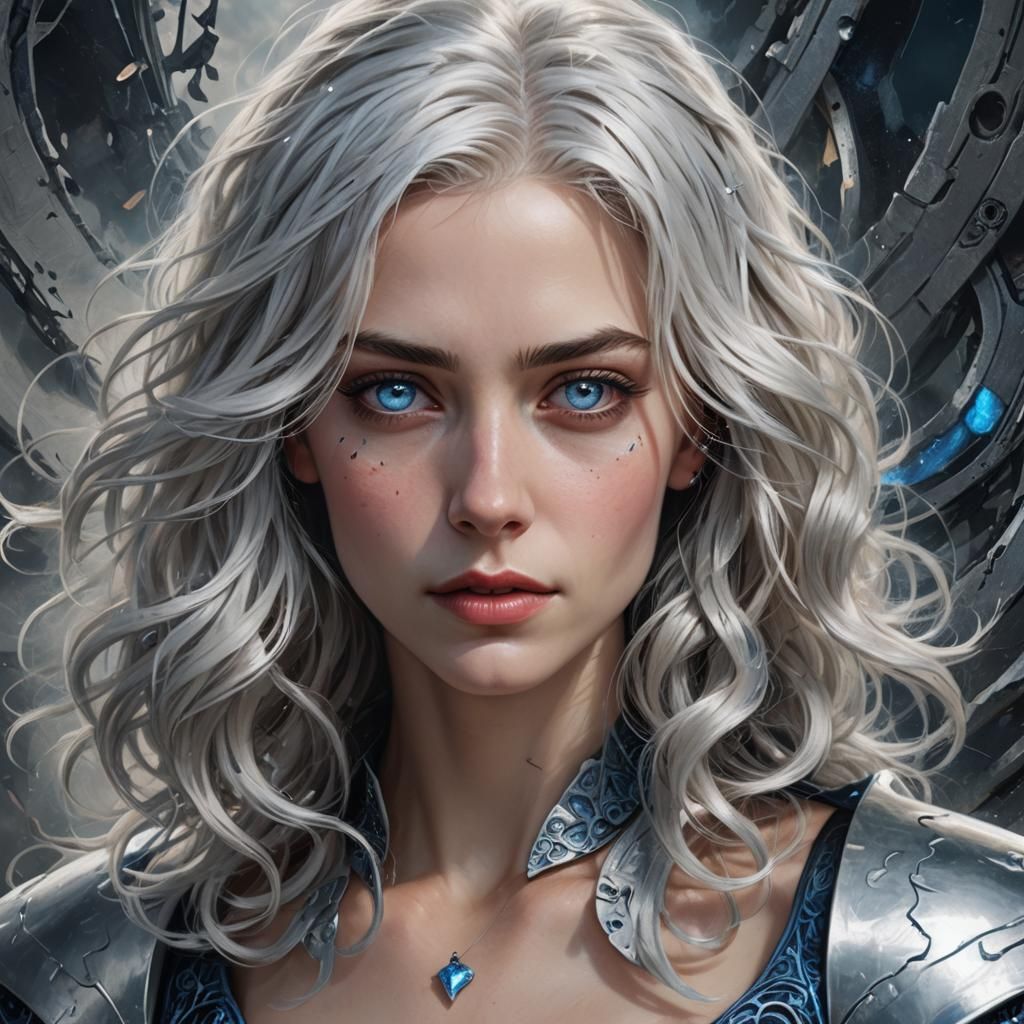 hyperrealistic portrait of a female in her early-twenties wi...
