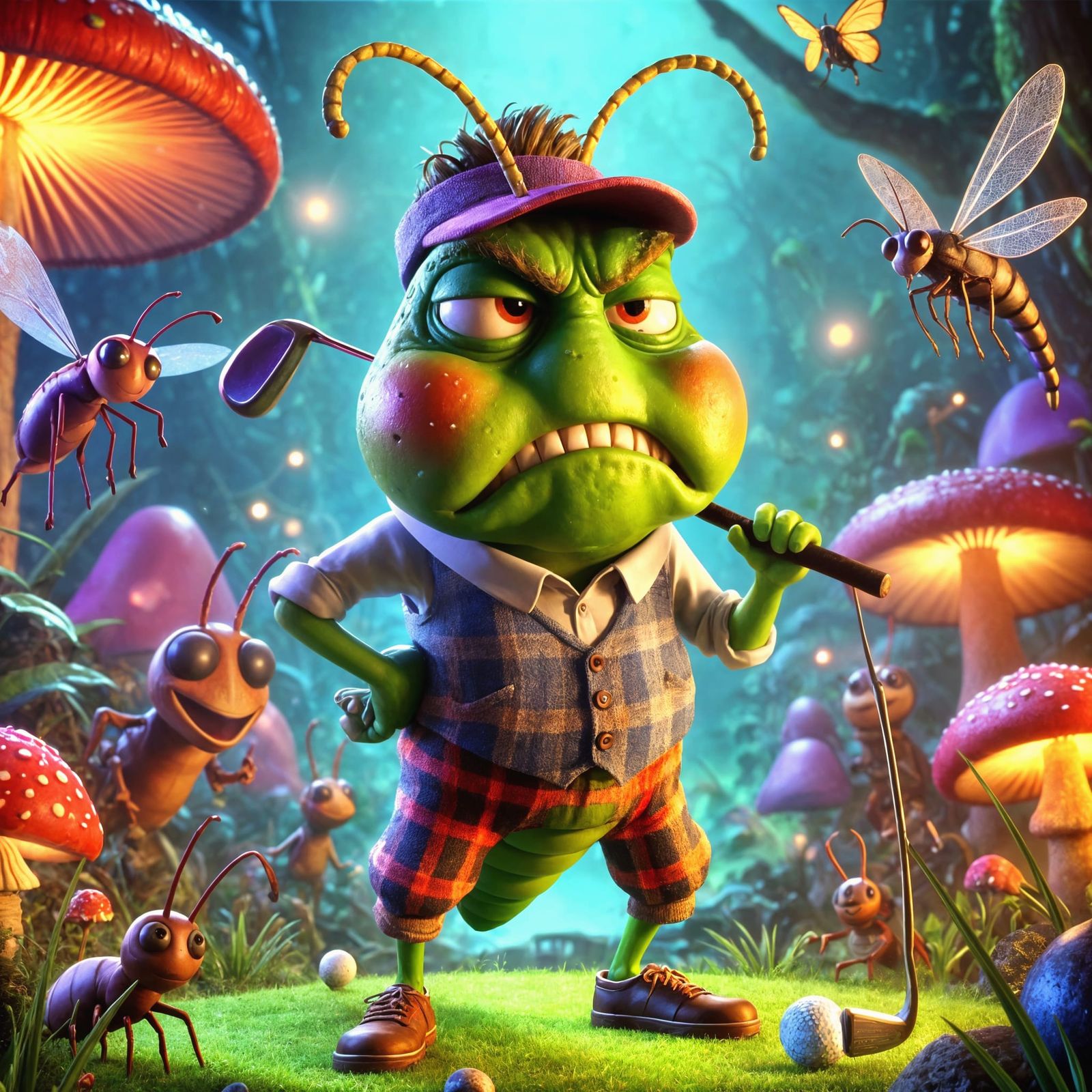 Grumpy Golfing Grasshopper