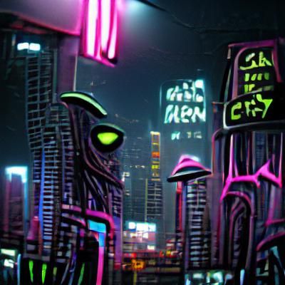 dark neon alien city; The Cost of Memory