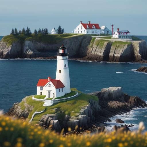 Photo realistic image of Portland Head Lighthouse in Maine