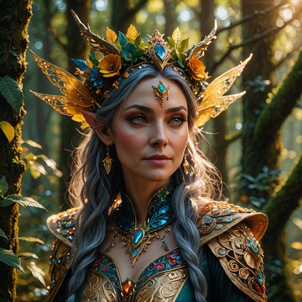 Hyper-Realistic Fey in Magical Forest, Unreal Engine 5
