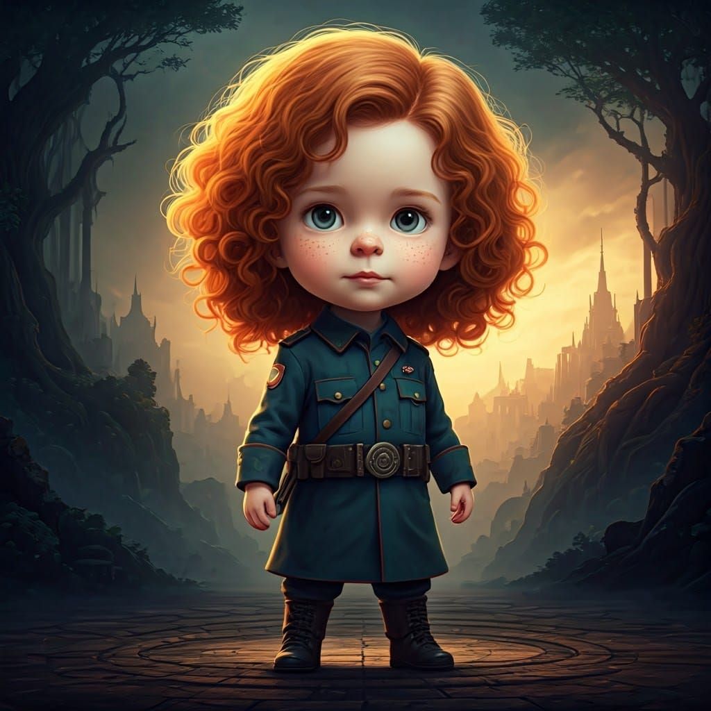 Miniature Warrior Princess in a Fantastical Landscape