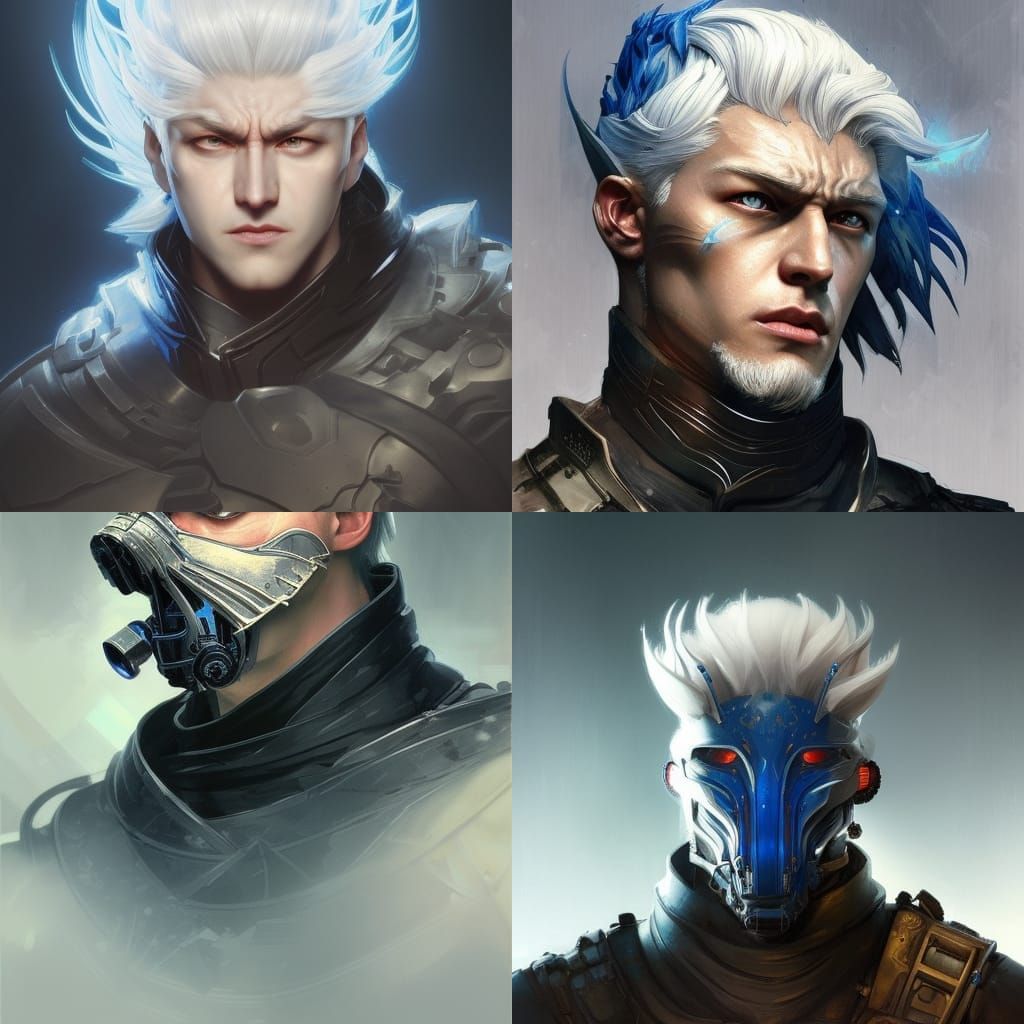 Jin Roh Wolf Brigade Male with white hair and blue eyes inti...