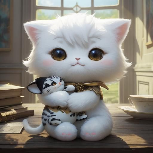 White plush toy cat (Dream Shaper V8)